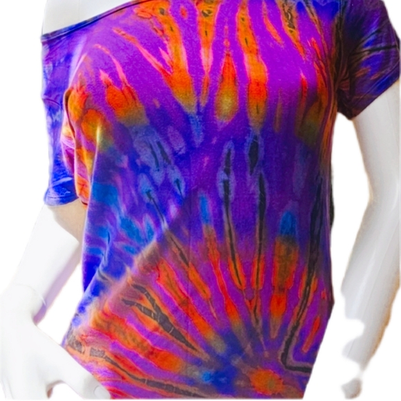 TIE DYE *2 Colors Avail*Rayon Stretch T- Shirt Top OS-NEW - Picture 4 of 6